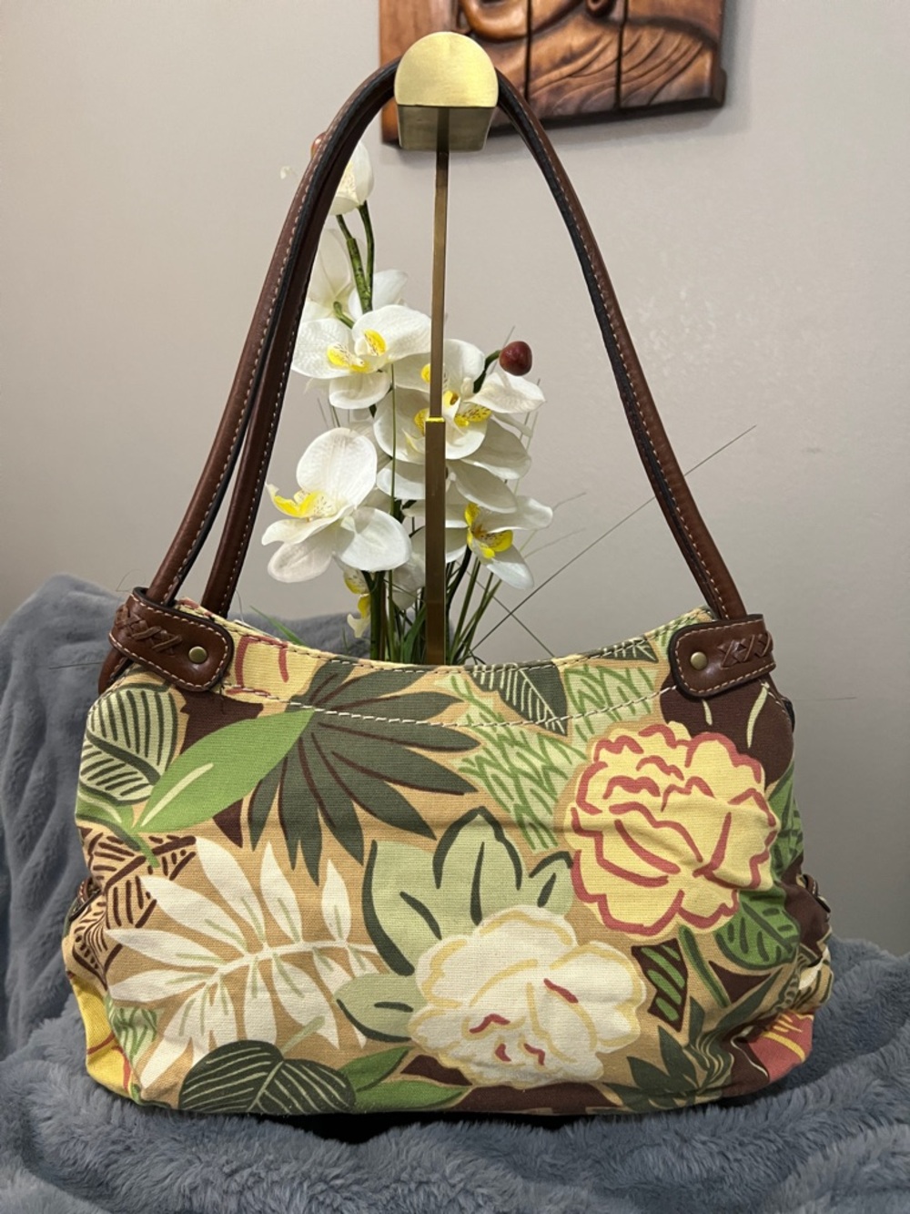 Relic Vintage Tropical Floral Canvas Hobo Bag EUC retail $55